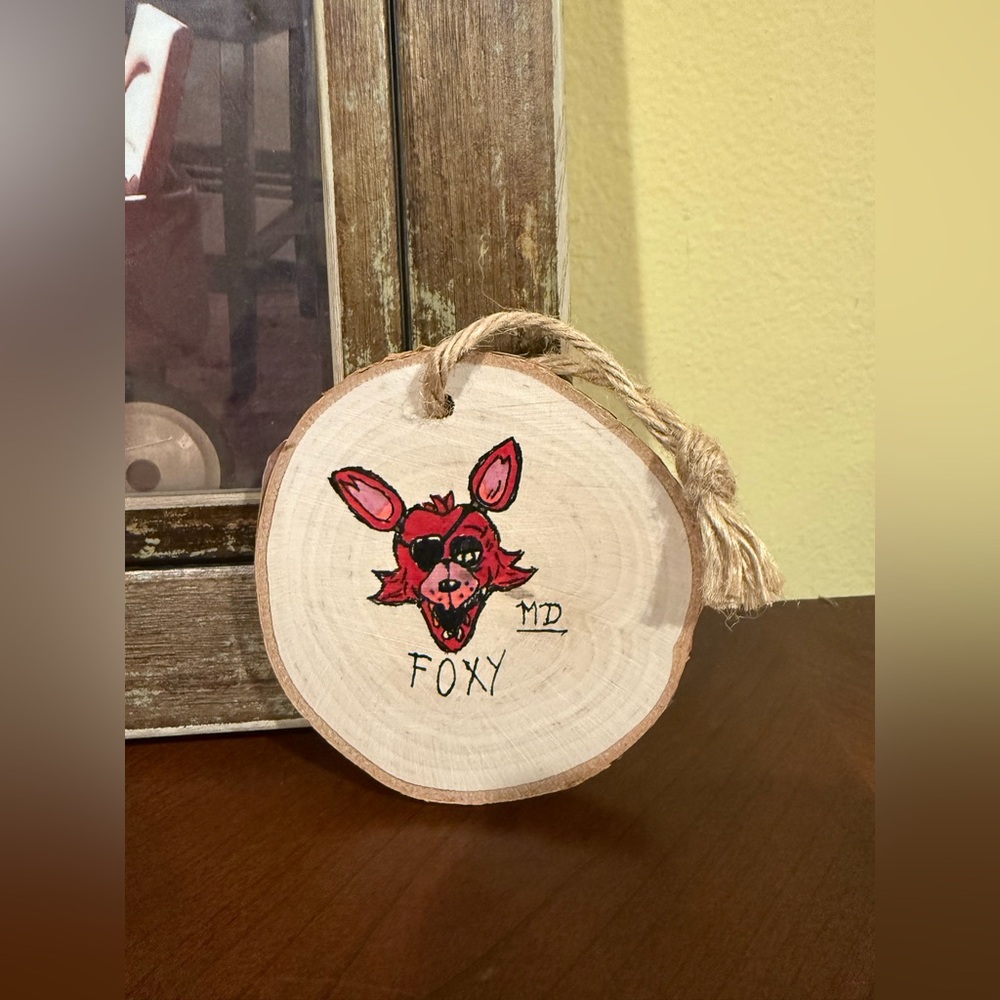 FNAF Foxy Wooden Art Piece with Rope Hanger